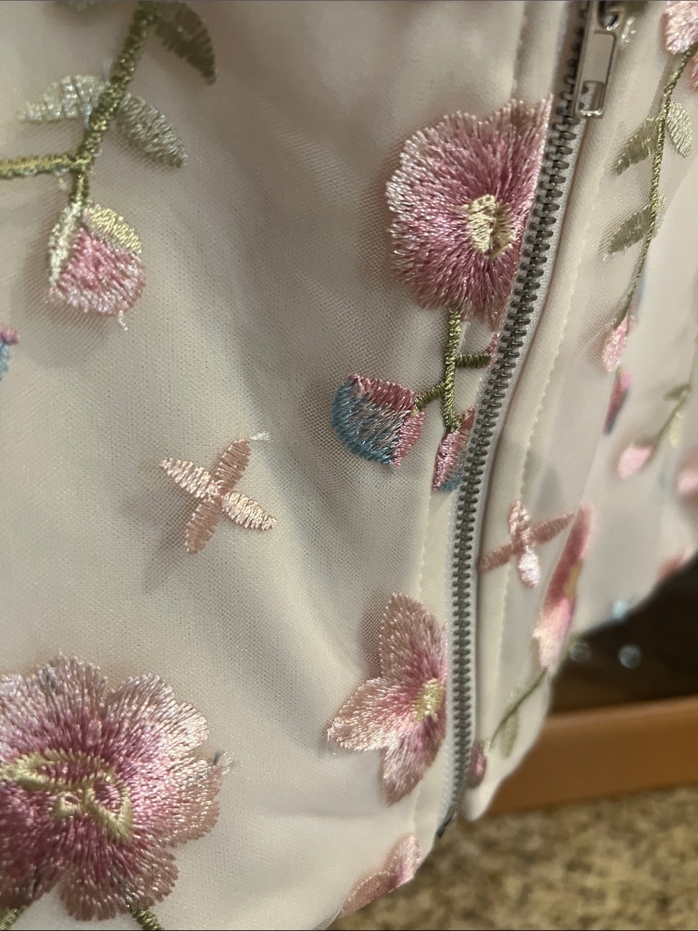 Altar'd State White Crop Top with Pink Floral Embroidery - Picture 8 of 8